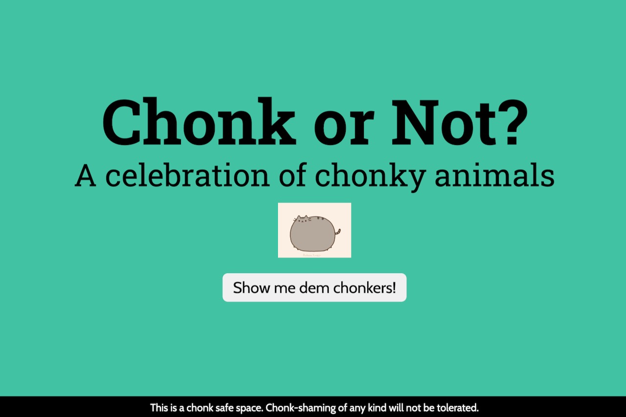 Screenshot of Chonk or Not website.